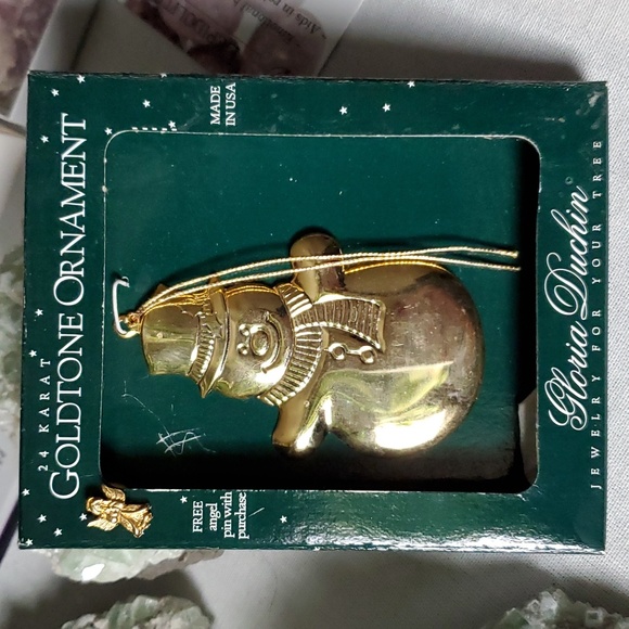 Other - Gold snowman ornament and angel pin